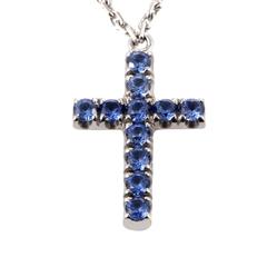 Cartier Blue Sapphire Gold Cross Pendant Necklace