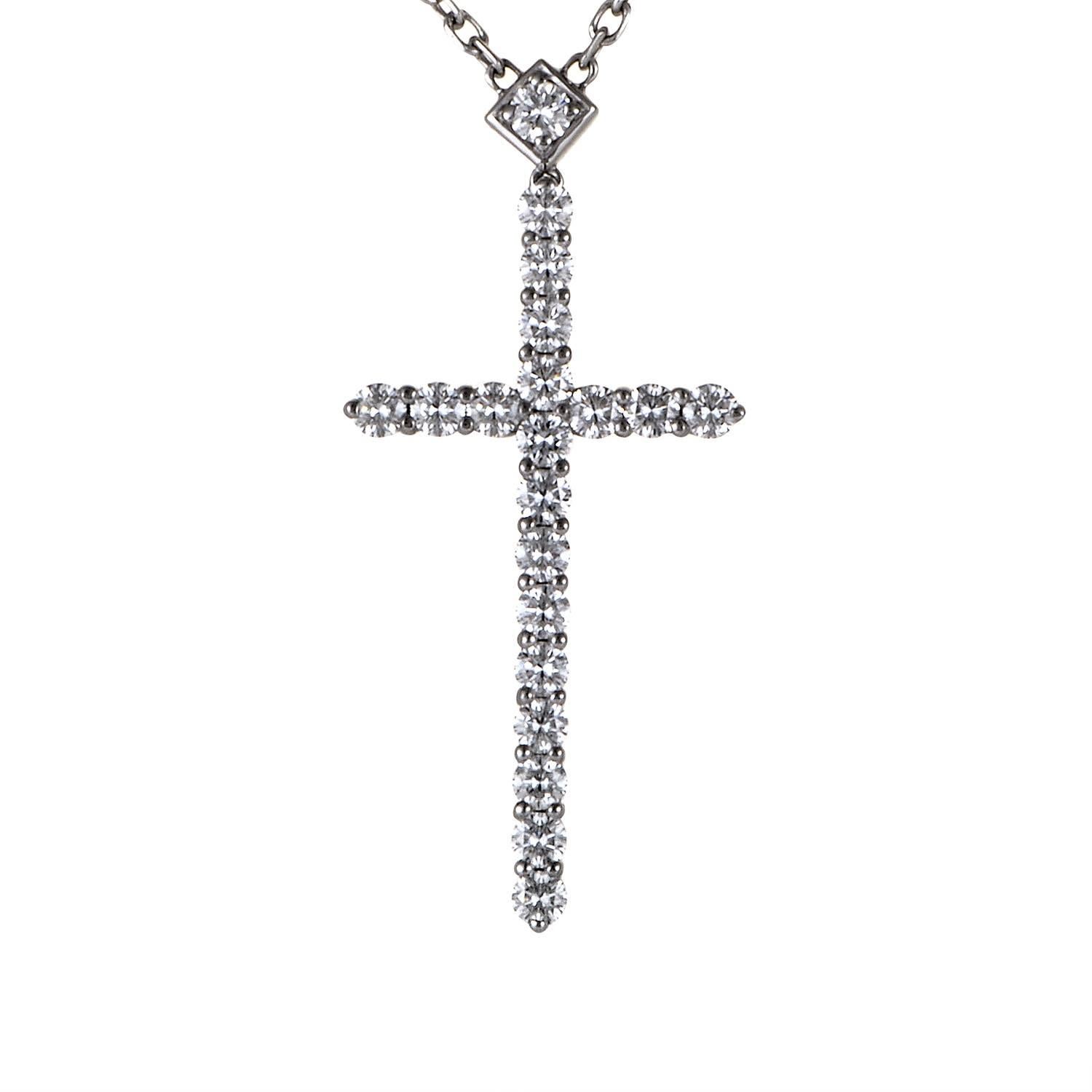 Cartier Diamond Gold Cross Pendant Necklace