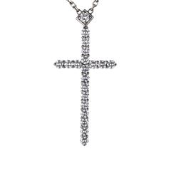 Vintage Cartier Diamond Gold Cross Pendant Necklace