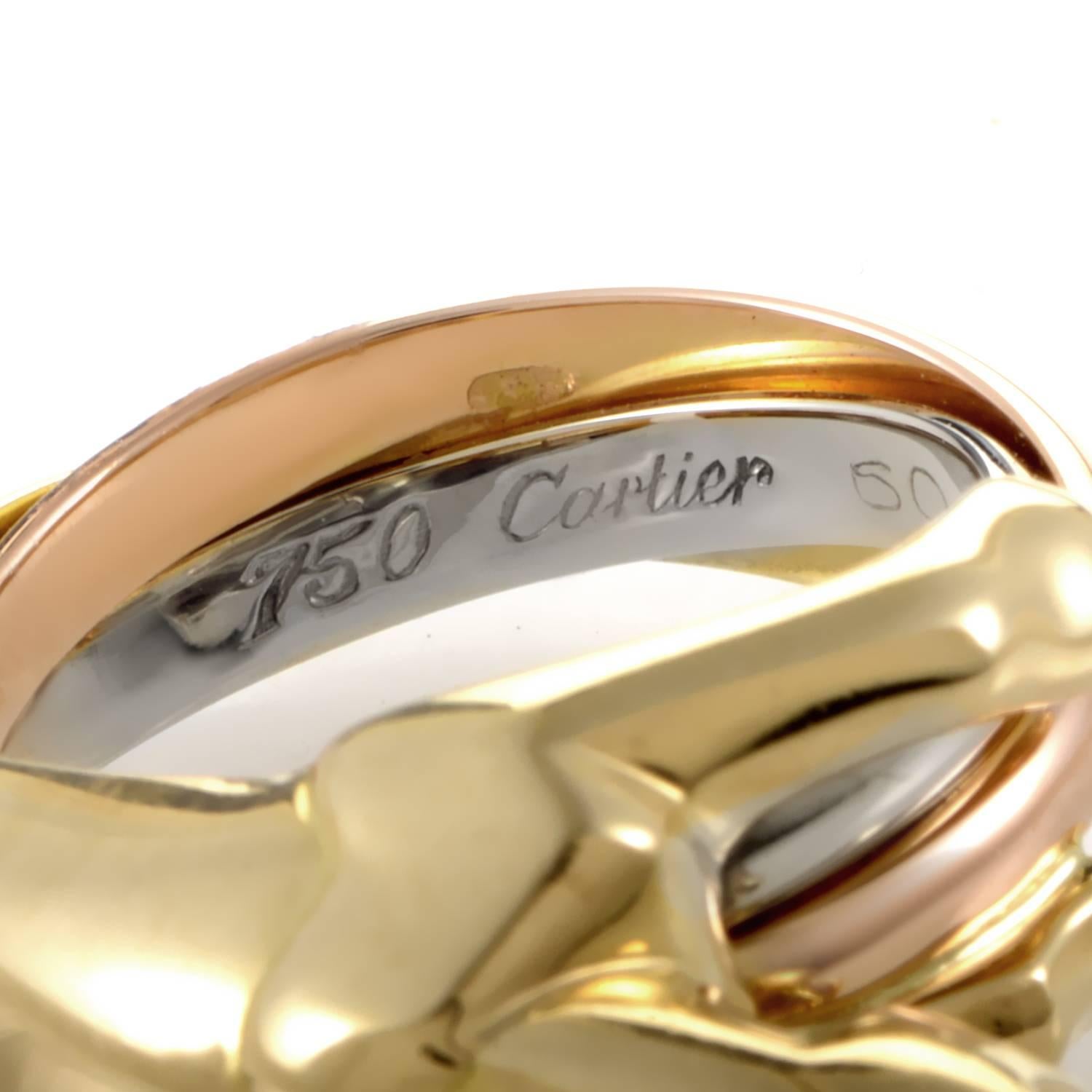 Cartier Panthere Three Color Gold Ring In Excellent Condition In Southampton, PA