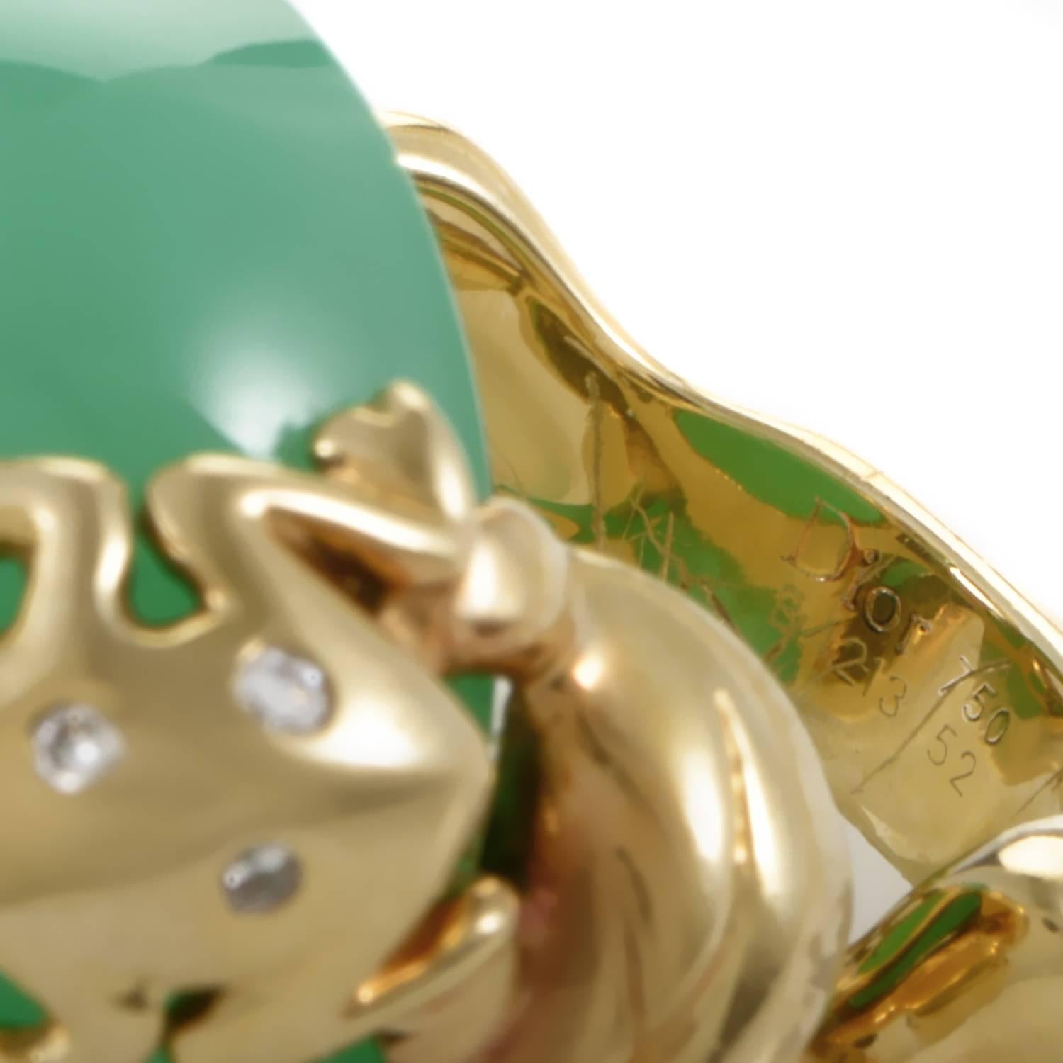 Dior Gourmande Grenouille Diamond and Chrysoprase Yellow Gold Cocktail Ring In Excellent Condition In Southampton, PA