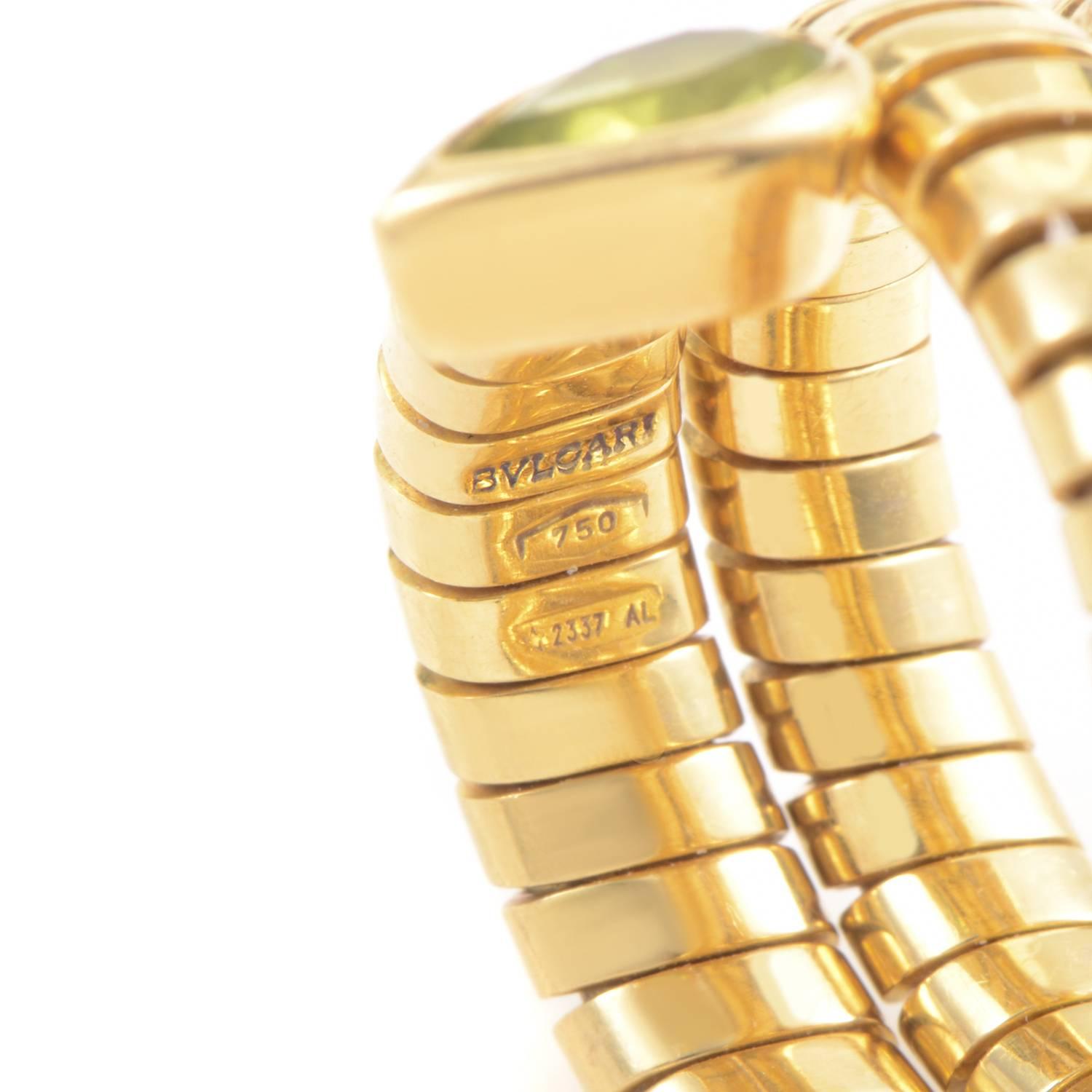 Women's Bulgari Tubogas Peridot Gold Ring
