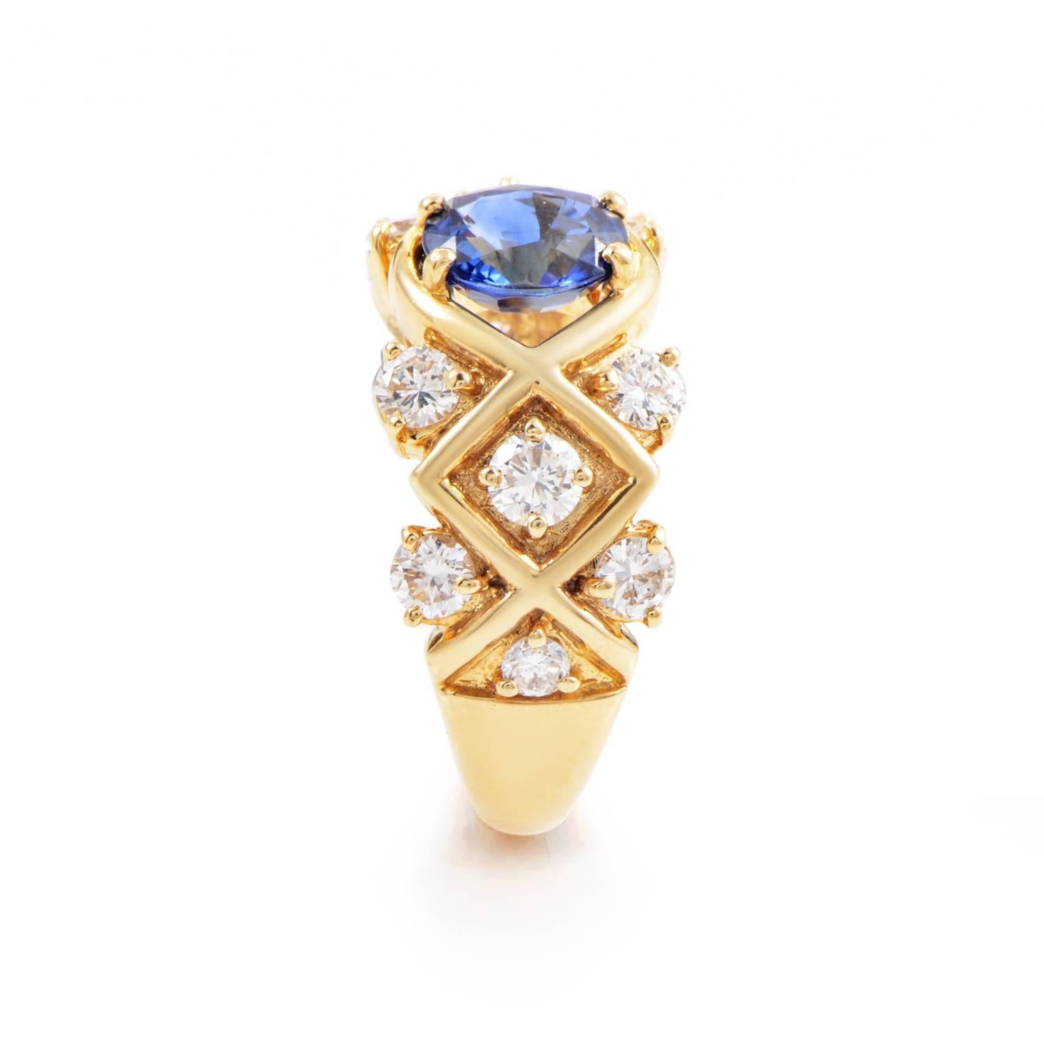 Dior Sapphire Diamond Gold Ring In Excellent Condition In Southampton, PA