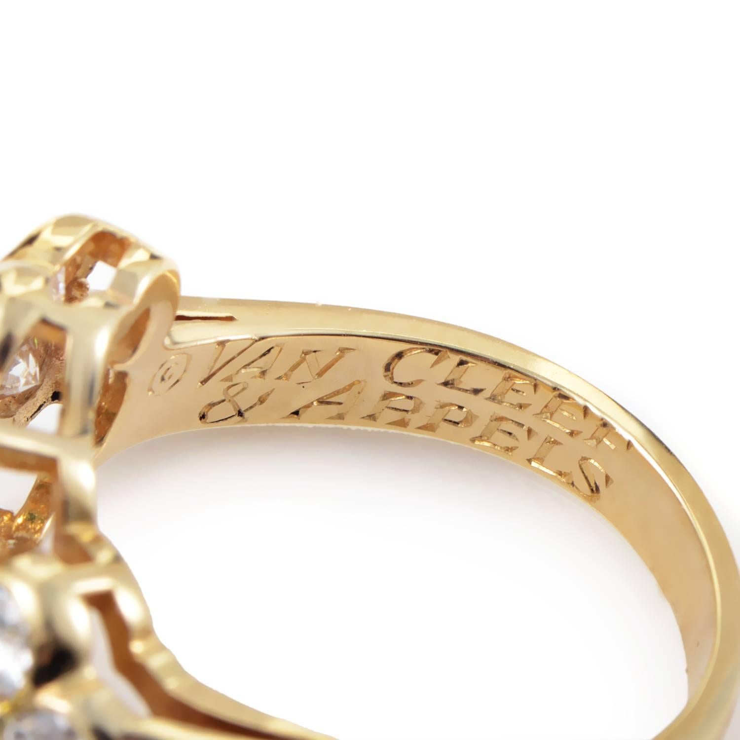 Women's Van Cleef Arpels Yellow Gold Diamond and Emerald Ring