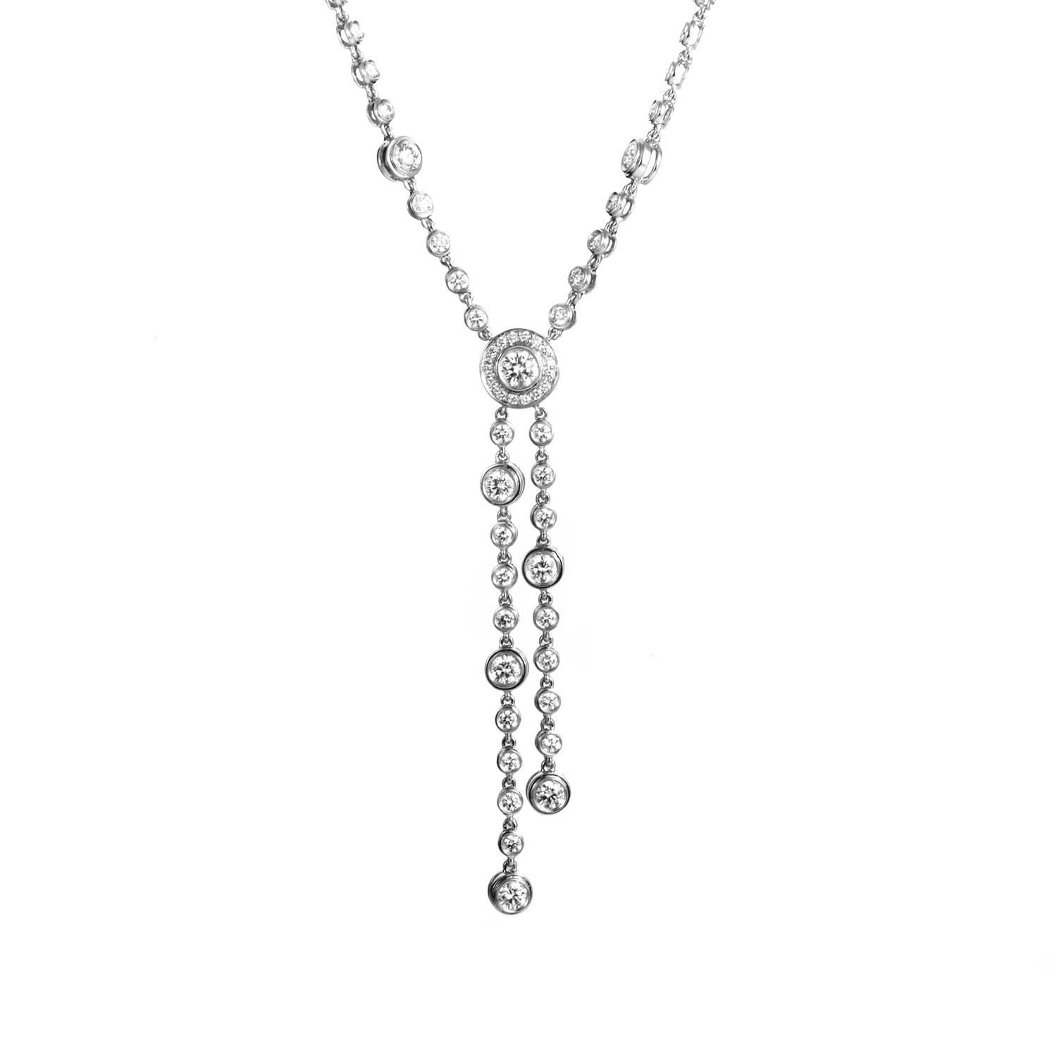 Tiffany & Co. Circlet Platinum and Diamond Double Drop Necklace