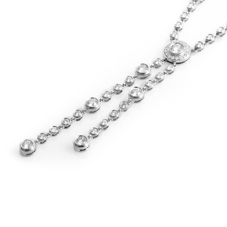 Tiffany Circlet Platinum and Diamond Double Drop Necklace