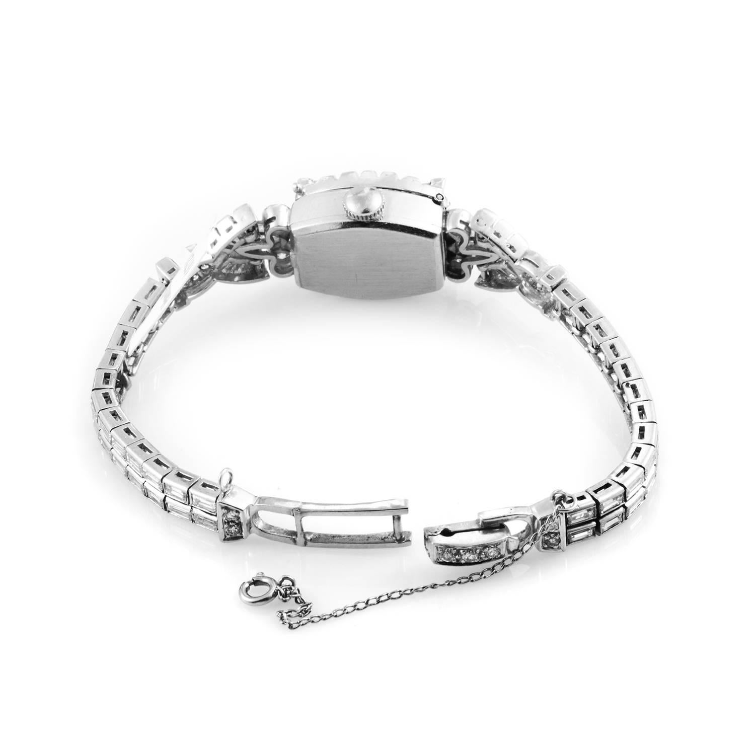 Women's Hamilton Lady's Platinum Diamond Bracelet Wristwatch