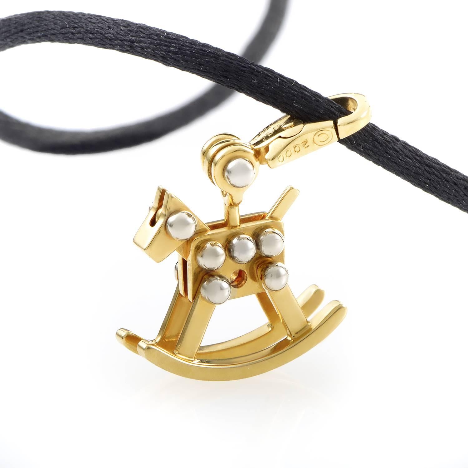 Women's Cartier Multi-Color Gold Rocking Horse Cord Necklace