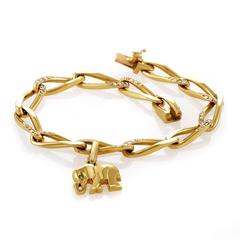 Cartier Yellow Gold Diamond and Emerald Elephant Charm Bracelet