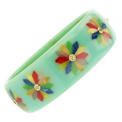 Mark Davis Bakelite Peridot Yellow Gold Bangle