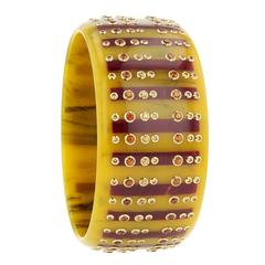 Mark Davis Bakelite Garnet Yellow Sapphire Yellow Gold Bangle 