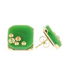 Mark Davis Bakelite Garnet Peridot Yellow Sapphire Yellow Gold Stud Earrings