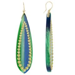 Mark Davis Bakelite Peridot Yellow Gold Pendant Earrings