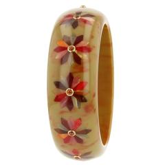 Mark Davis Bakelite Garnet Yellow Gold Bangle