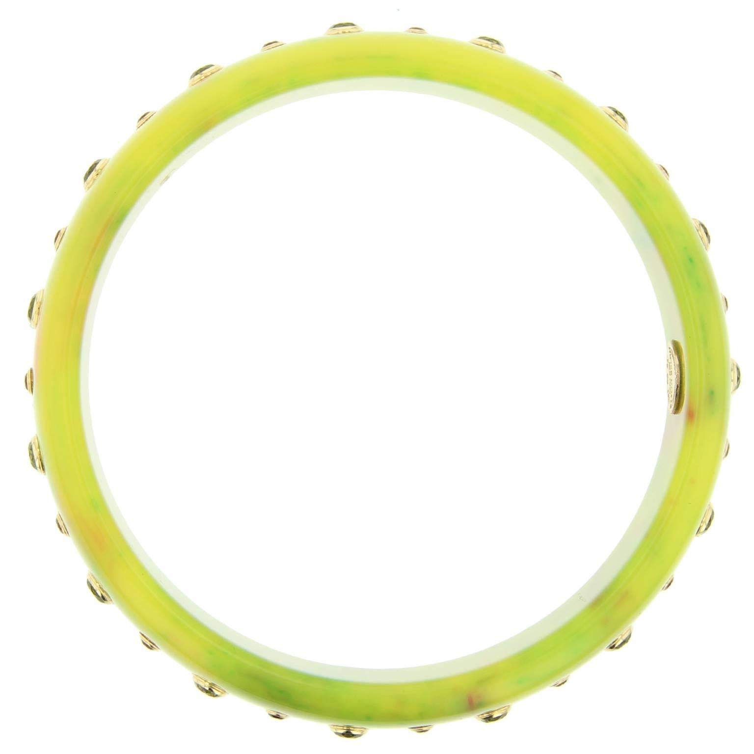 Women's Mark Davis Bakelite Citrine Peridot Yellow Gold Bangle