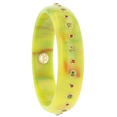 Mark Davis Bakelite Citrine Peridot Yellow Gold Bangle