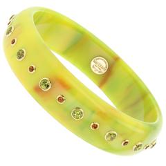 Mark Davis Bakelite Citrine Peridot Yellow Gold Bangle