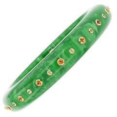 Mark Davis Bakelite Citrine Peridot Yellow Gold Bangle