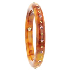 Mark Davis Bakelite Rhodolite Garnet Citrine Yellow Gold Bangle