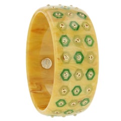 Mark Davis Bakelite Yellow Sapphire Peridot Yellow Gold Bangle bracelet