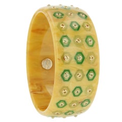 Mark Davis Bakelite Yellow Sapphire Peridot Yellow Gold Bangle bracelet