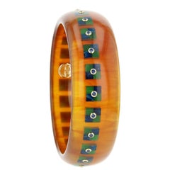 Mark Davis Bakelite Blue Yellow Gold Bangle