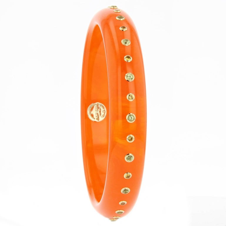 Pink and Yellow Bakelite Peridot Bangle