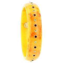 Mark Davis Bakelite Citrine Yellow Sapphire Yellow Gold Bangle 8