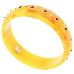 Mark Davis Bakelite Citrine Yellow Sapphire Yellow Gold Bangle