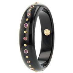 Mark Davis Bakelite Amethyst Garnet Yellow Sapphire Yellow Gold Bangle