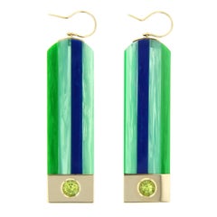 Mark Davis Bakelite Peridot Yellow Gold Earrings