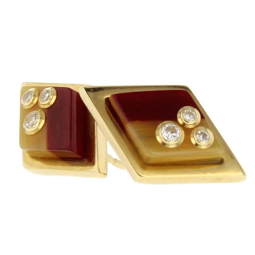 Mark Davis Bakelite Diamond Yellow Gold Stud Earrings For Sale