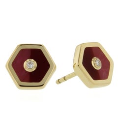 Mark Davis Bakelite Diamond Yellow Gold Stud Earrings