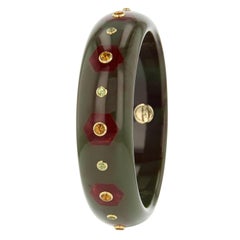 Mark Davis Bakelite Citrine Peridot Yellow Gold Bangle