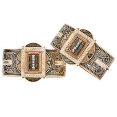 Pair of Victorian Enamel Gold Bangle Bracelets