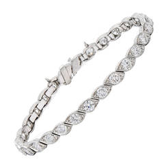 Art Deco Diamond Platinum Twist Line Bracelet 9