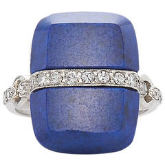 Larter & Co. Art Deco Lapis Diamond Platinum Ring