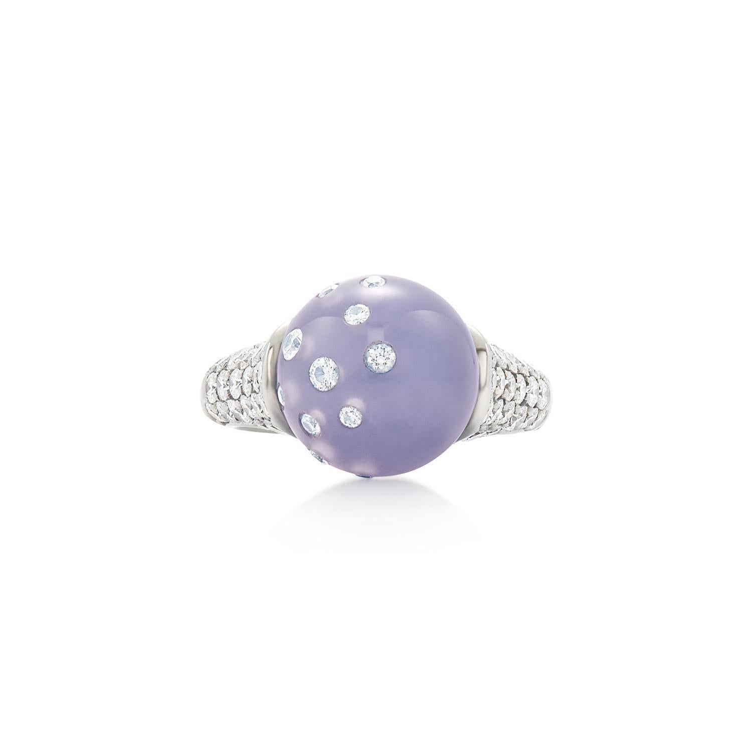 Fred Leighton Blue Chalcedony Spherical Bead Ring In New Condition In New York, NY