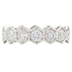 Fred Leighton Old European Diamond Gold Hexagonal Eternity Ring 7