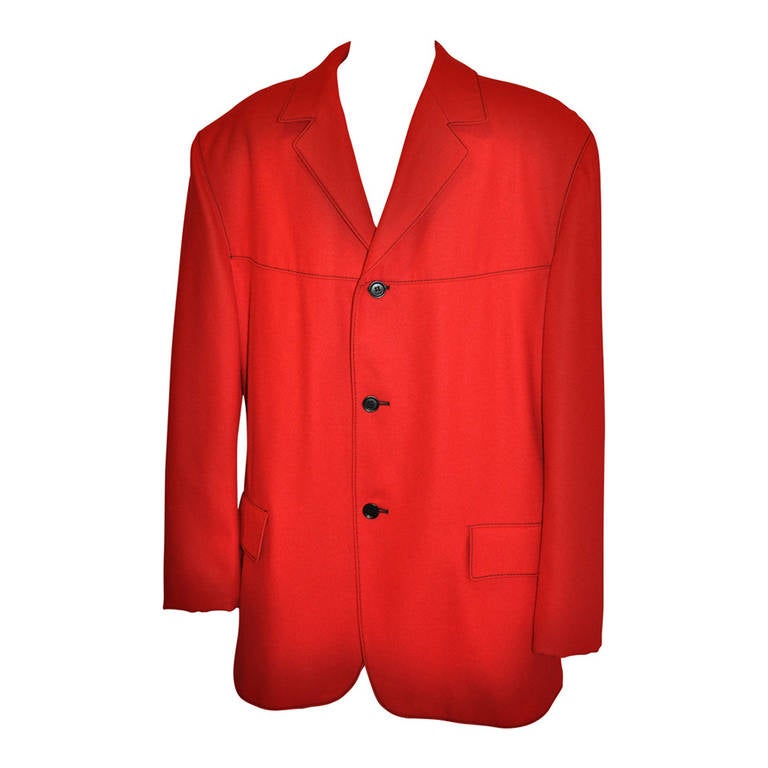 Moschino Men's Engine-Red Wool Jacket For Sale