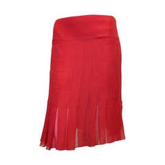 Chanel Coral Pleated Skirt