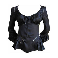 very rare ALEXANDER MCQUEEN black silk charmeuse top - 2002