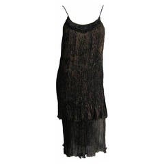 ZANDRA RHODES Black 
Gold Tiered Dress