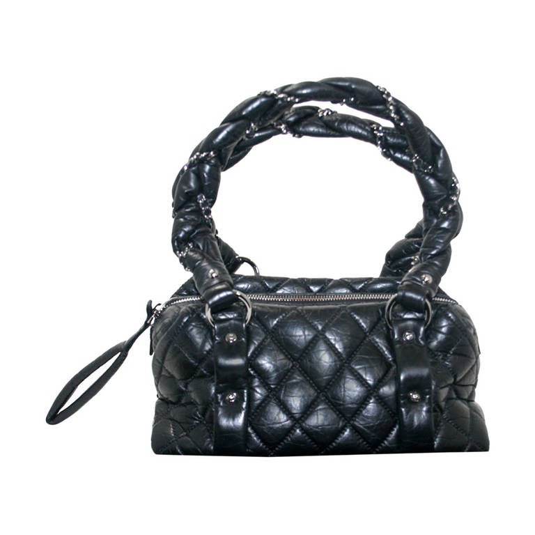 Chanel Black Lambskin Lady Braid Small Tote Satchel Bag