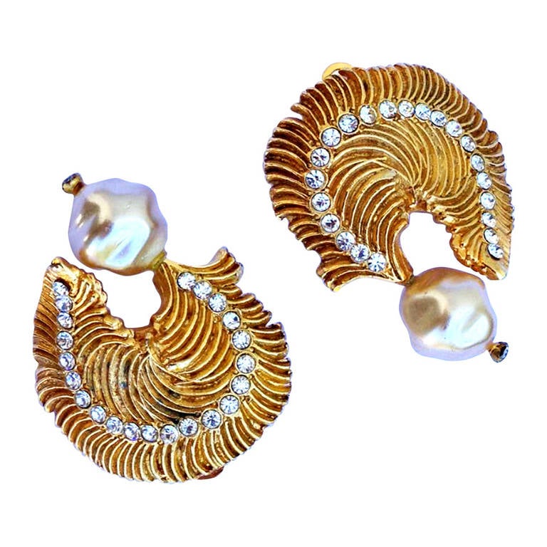 Boucles D'Oreilles Clips Claire Deve - Émail Vert - Occasion État Neuf