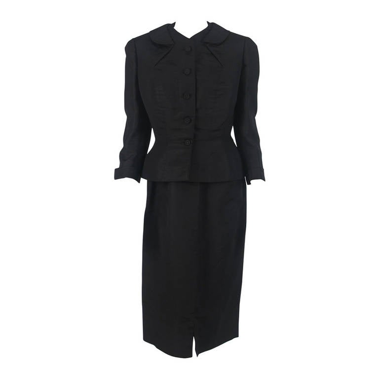 1950s Hattie Carnegie black silk dress & jacket