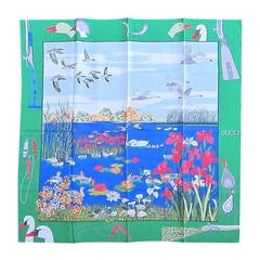 Gucci Silk Scarf "Hunting Lake Motif" New Old Stock 7