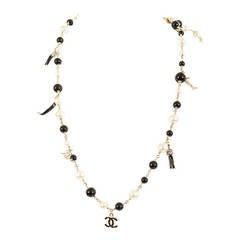 Chanel 10C Paris-Venice B/W Pearls with Multi-Charms Necklace