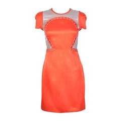 New VERSACE Orange Chain Mesh Panel Dress