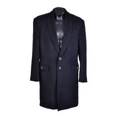 New VERSACE BLACK ANGORA CASHMERE WOOL MEN'S COAT 6